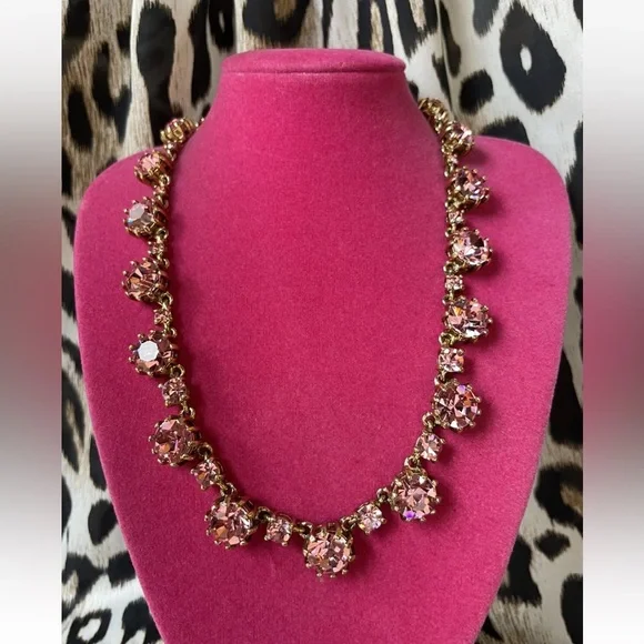 Betsey Johnson Pink Crystal Bows Jewel Gold Cupcake Stone Necklace - Picture 1 of 6